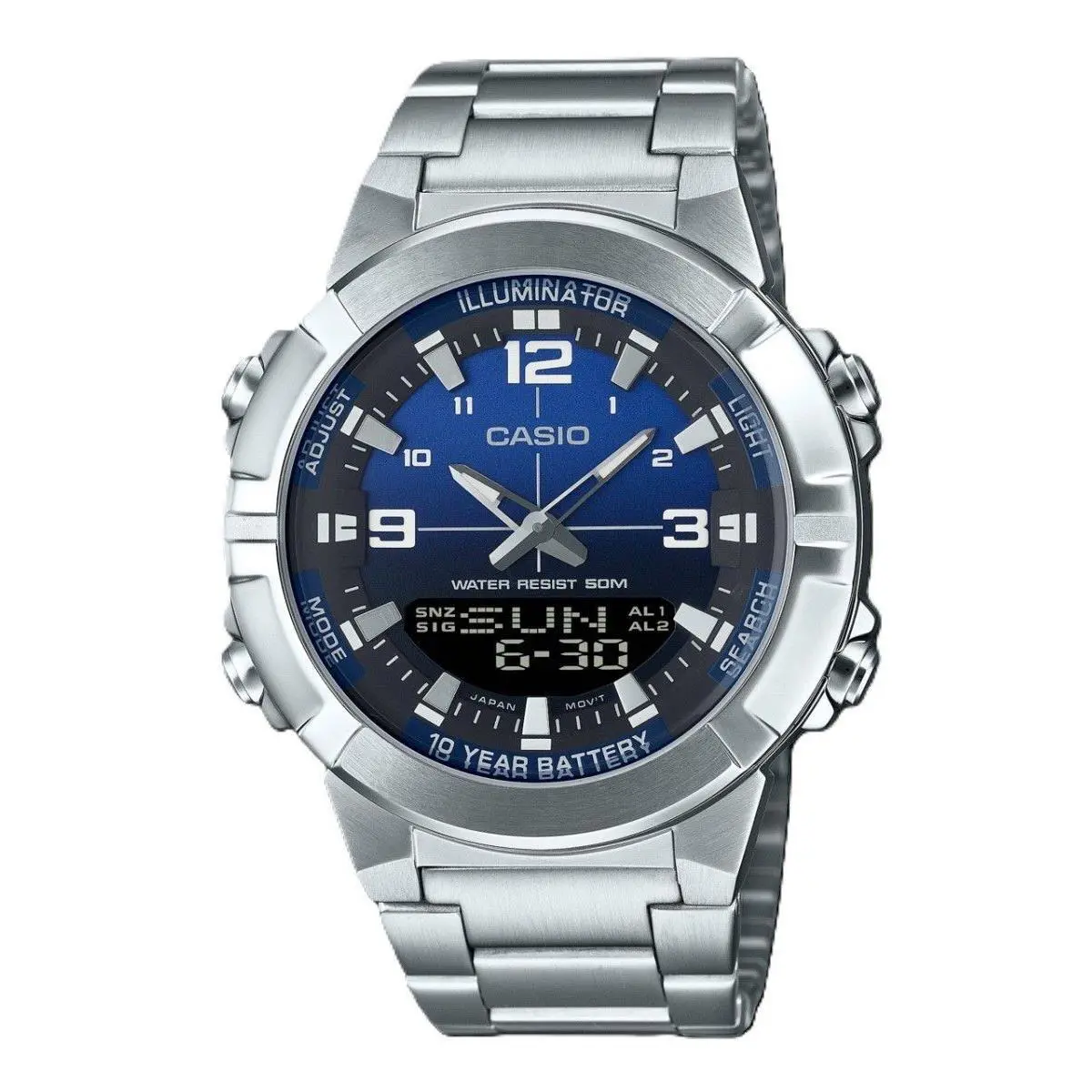 Casio Analog Digital Blue Dial Quartz Sports Men`s Watch AMW-870DA-2A1V