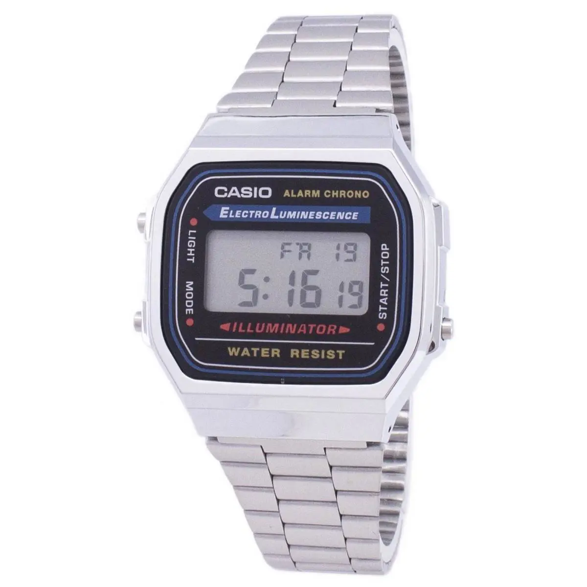 Casio Digital Alarm Chrono Dress Stainless Steel A168WA-1WDF Unisex Watch