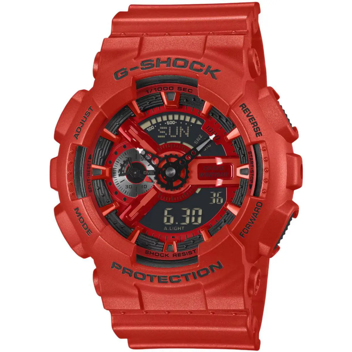 Casio Men`s Watch G-shock Black and Red Analog-digital Dial Strap GA-110RRB-4ACR