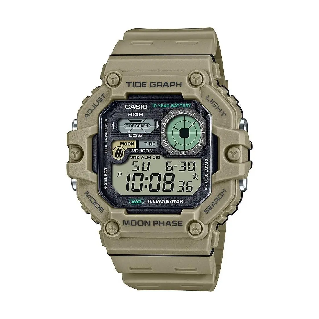 WS-1700H Series Illuminator Tide Graph Moon Phase Men’s Digital Watch by Casio