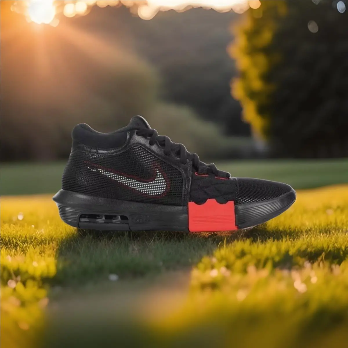 Nike Lebron Witness 8 FB2239-005 Men’s Mid Top Lace-up Shoes Black/red 9.5 - Black