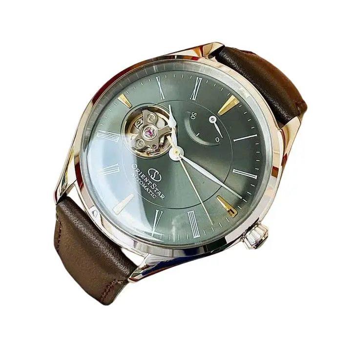 Orient Star Automatic Green Dial Men`s Watch Power Reserve Indicator RK-AT0202E