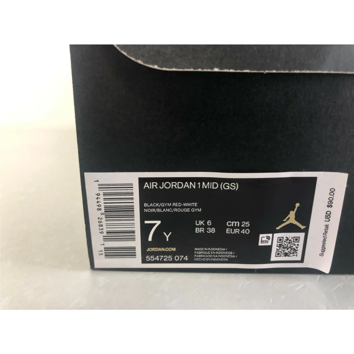 Nike shoes - Nike Air Jordan 1 Mid - Black/Gym Red-White (UPC: 194498268391) 5