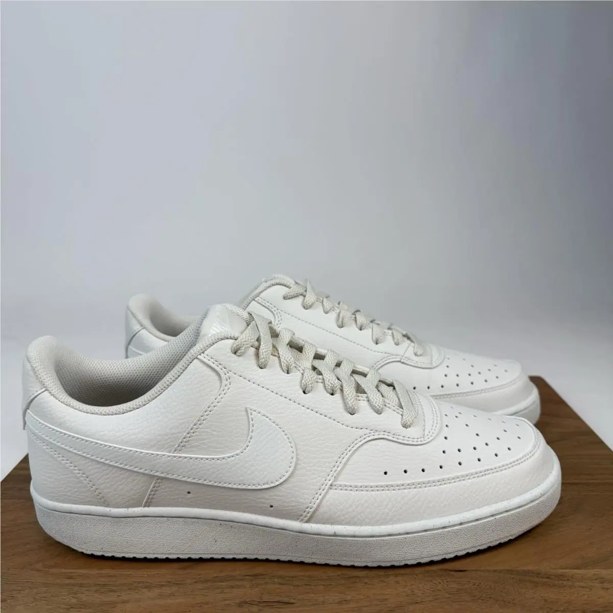 Mens Nike Court Vision LO Phantom White Leather Sneakers Shoes Size 13 D