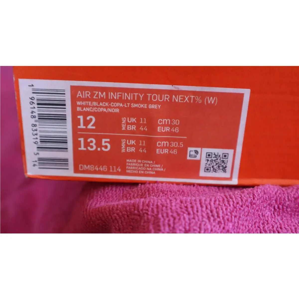 Nike shoes - Air Zoom Infinity Tour Next % - DM8446-143 - White/Black/Copa/Light Smoke Gray 9
