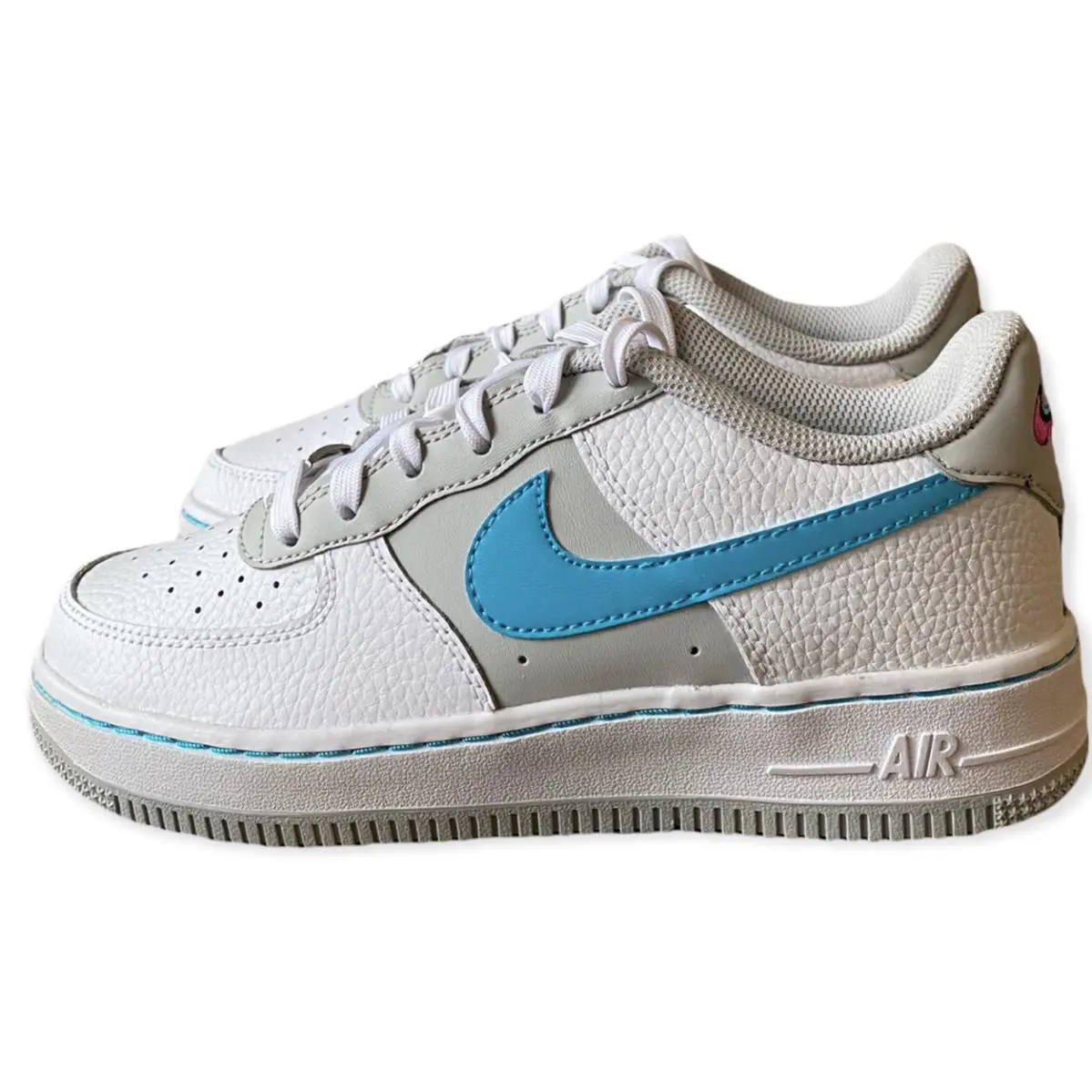 Nba x Nike Air Force 1 LV8 White Grey Blue Spurs DJ9993-100 Size 5Y Women`s 6.5 - Multicolor
