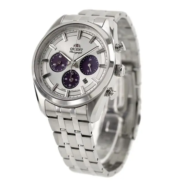 Stretto Sapphire Crystal White Dial Chronograph RN-TX0305S Men`s Watch by Orient