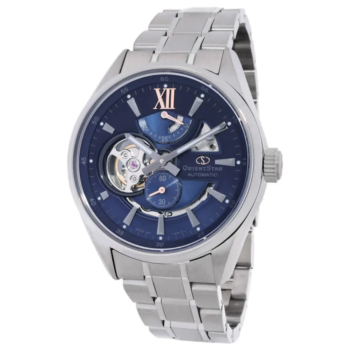 Orient Contemporary Automatic Blue Dial Men`s Watch RE-AV0132L00B - Dial: Blue, Band: Silver-tone, Bezel: Silver-tone
