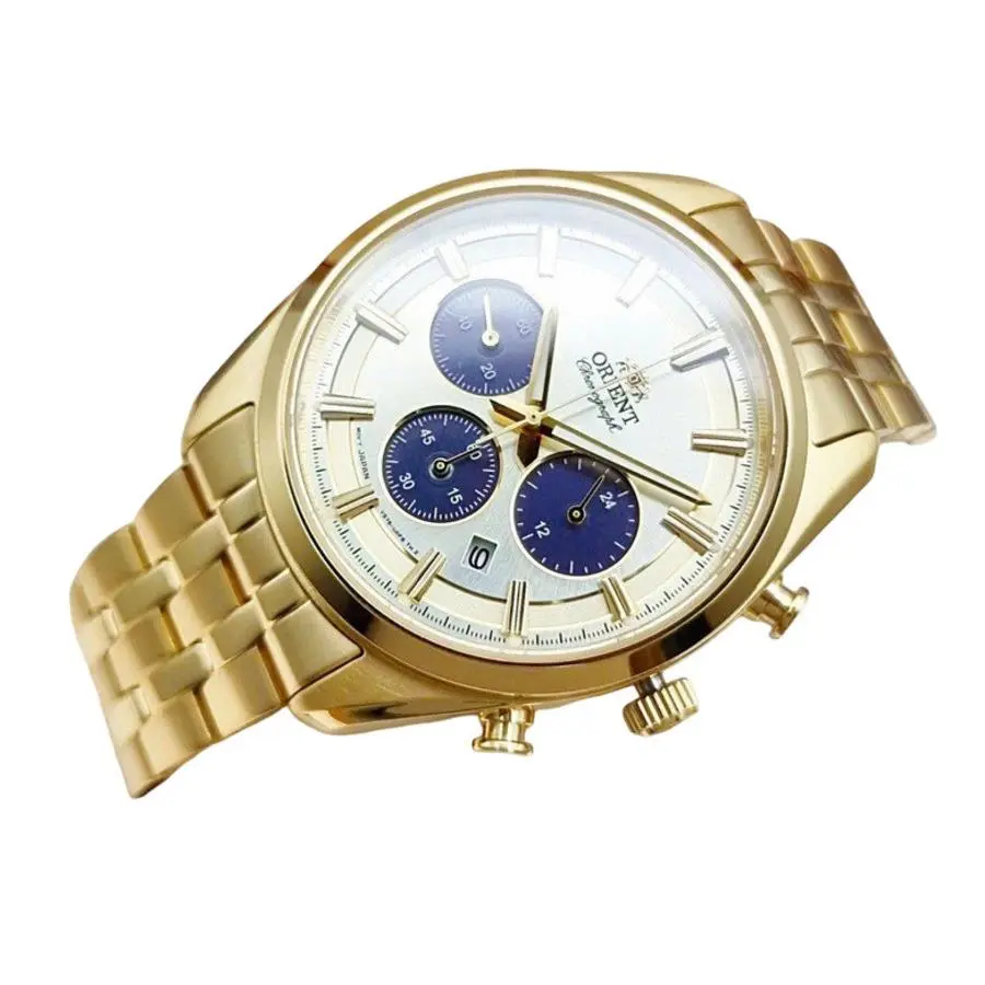 Orient RN-TX0301G Stretto Sapphire Crystal Gold Dial Chronograph Men`s Watch