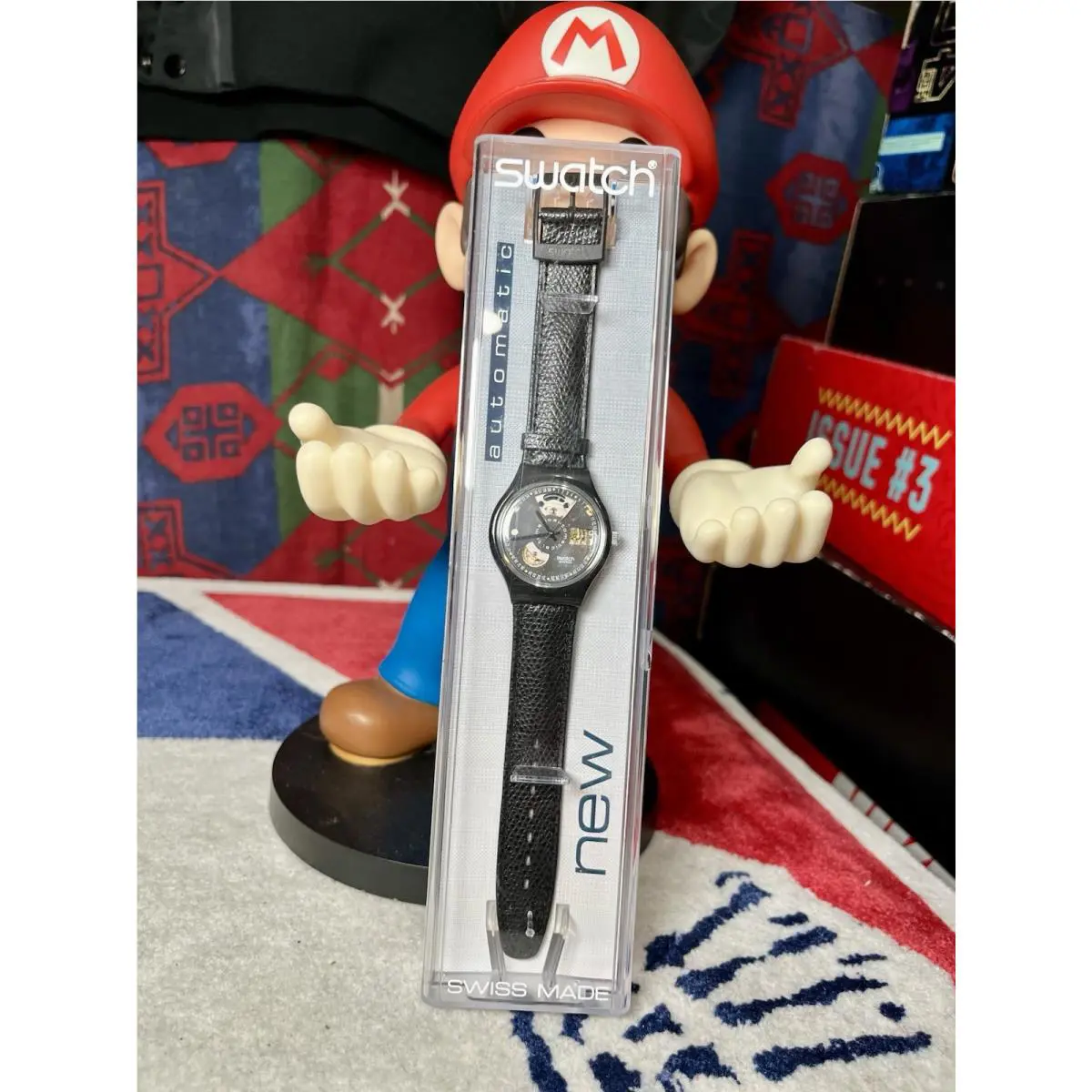Swatch Watch Automatic SAB100 Black Motion 1991 Never Worn Rare