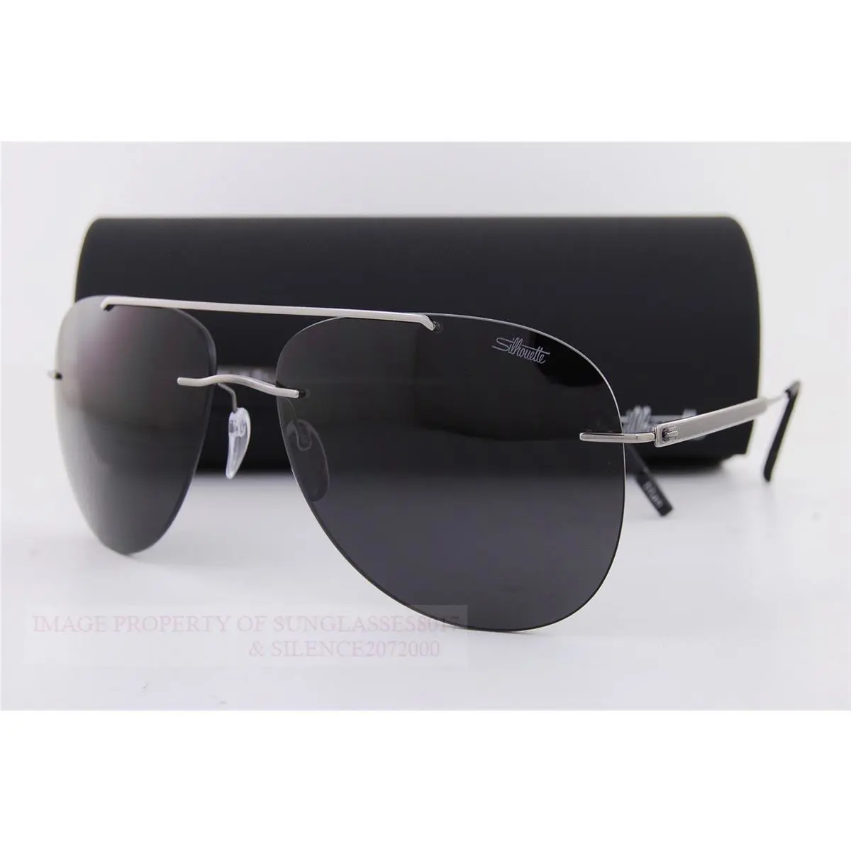 Silhouette Rimless Sunglasses Canatara 8751 6560 Ruthenium Black/gray
