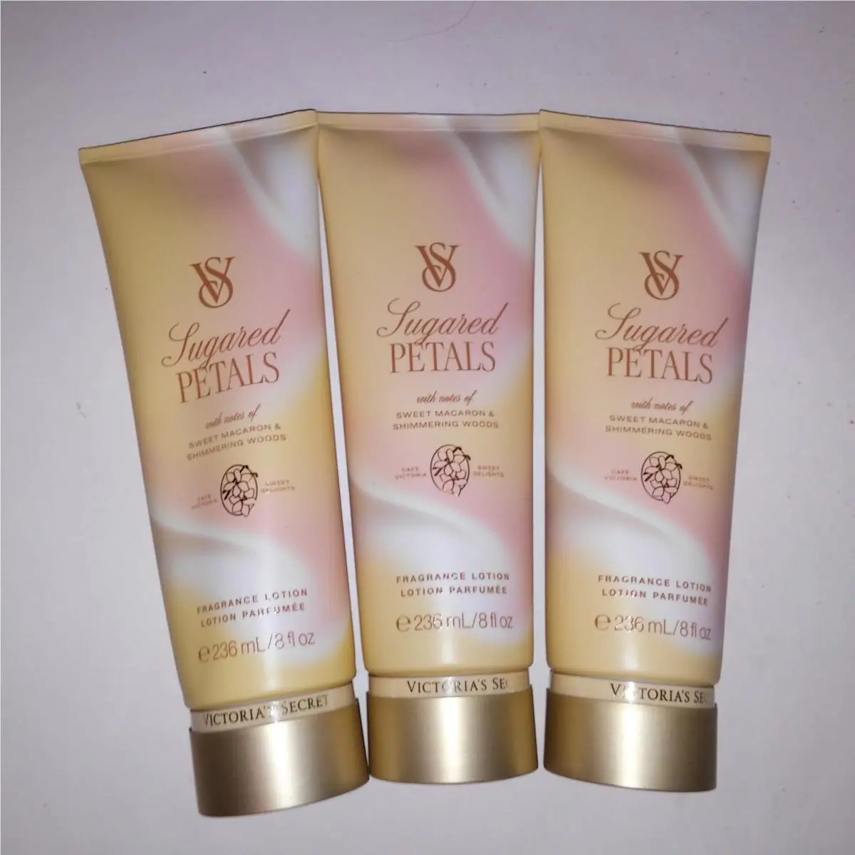 Set of 3 Victoria`s Secret Body Fragrance Lotion Sugared Petals Full Size 8oz