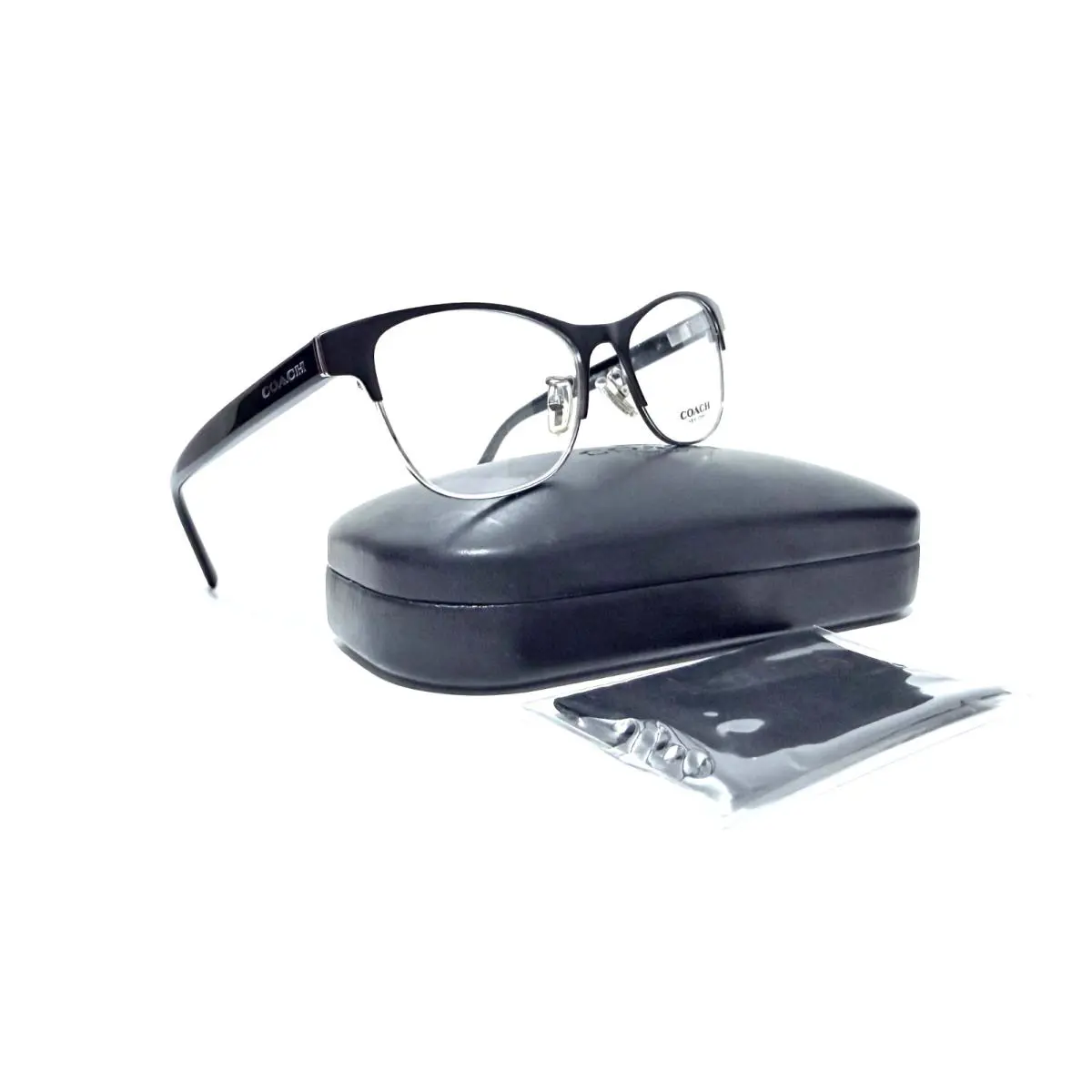 Coach HC 5074T 9239 Satin Black / Silver RX Eyeglasses 52-17-135 HC5074 W/case