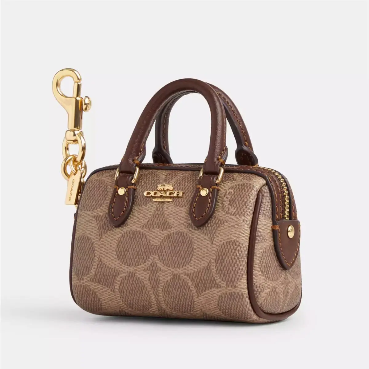 Coach CX068 Mini Rowan Bag Charm Signature Canvas Leather