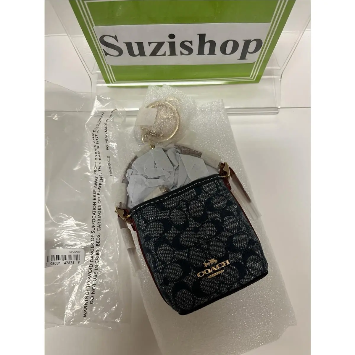 Coach Mini Val Duffle Bag Charm In Signature Chambray C8223