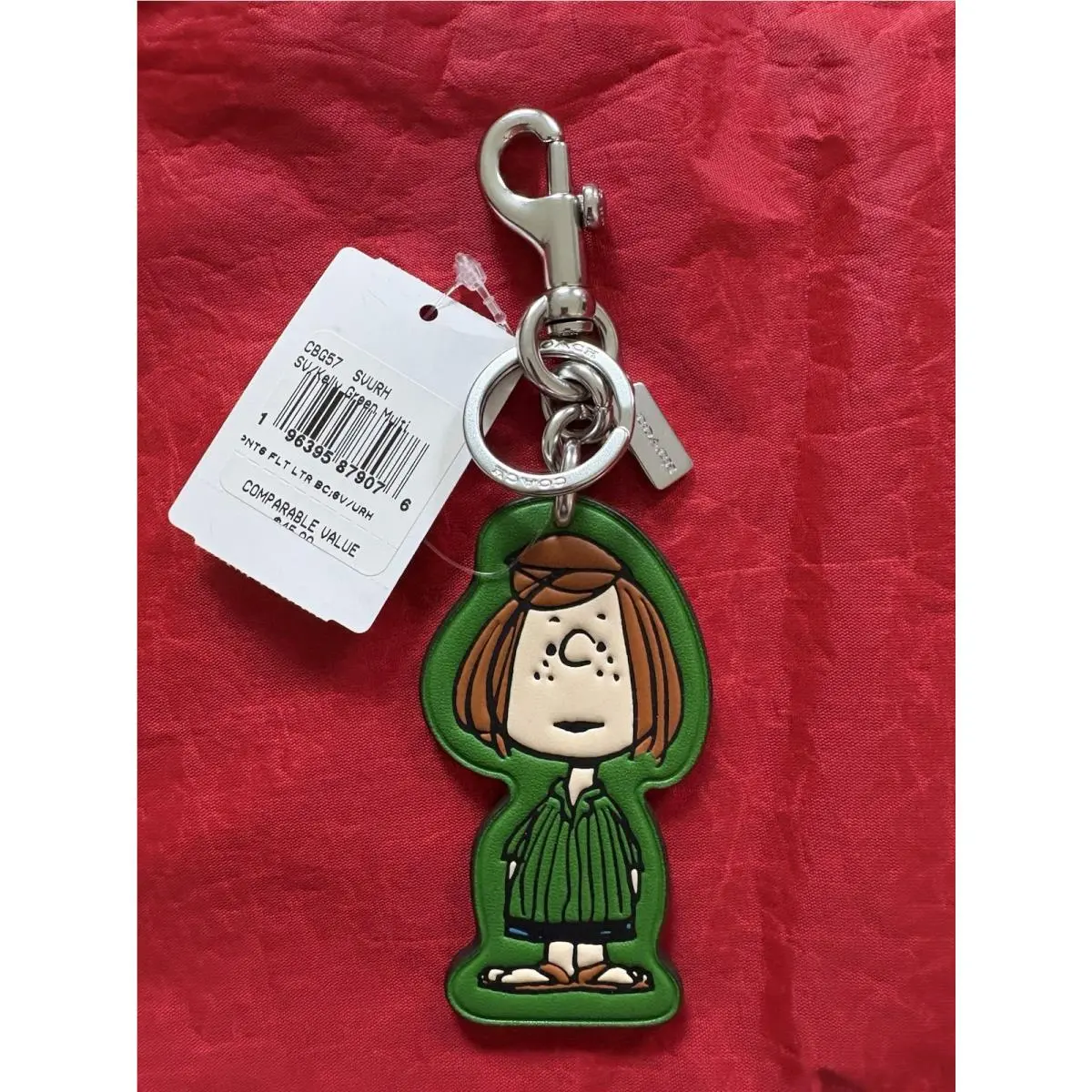 Coach X Peanuts Peppermint Patty Flat Green Bag Charm W/key Ring CBG57