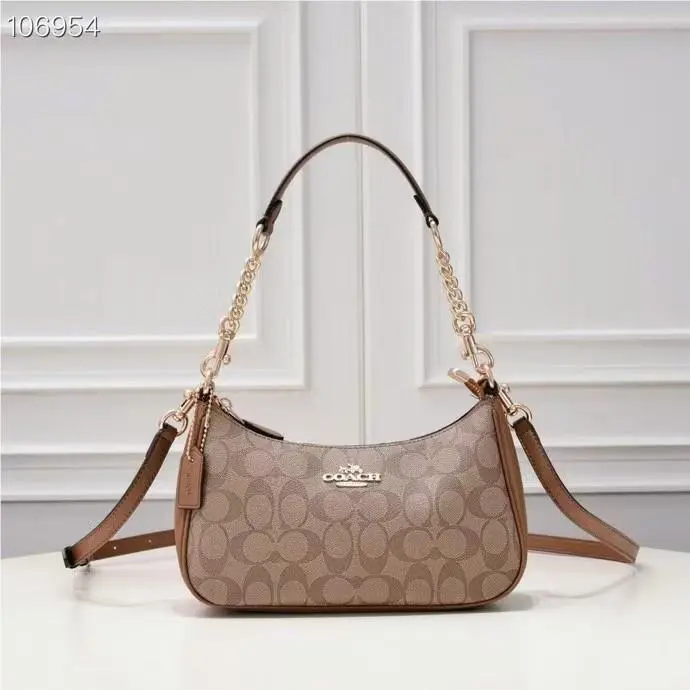 CA548 Teri Shoulder Bag Signature Coated Canvas Khaki Brown Outlet by Coach