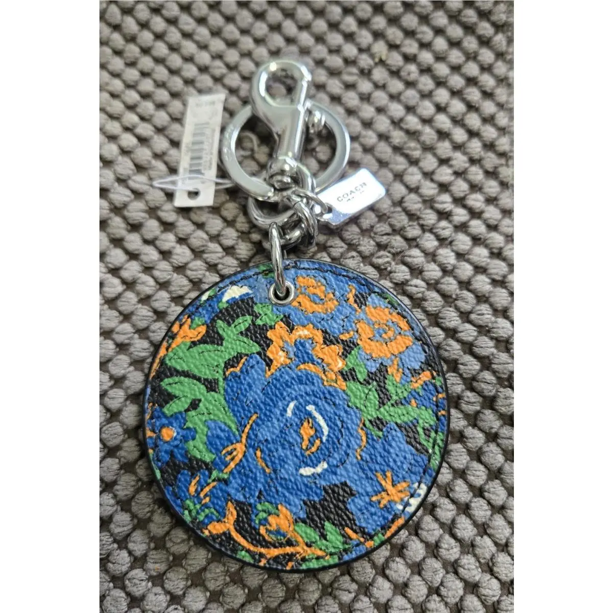 Coach Mirror Bag Charm Key Chain Leather F58500 Floral Multi Color Print