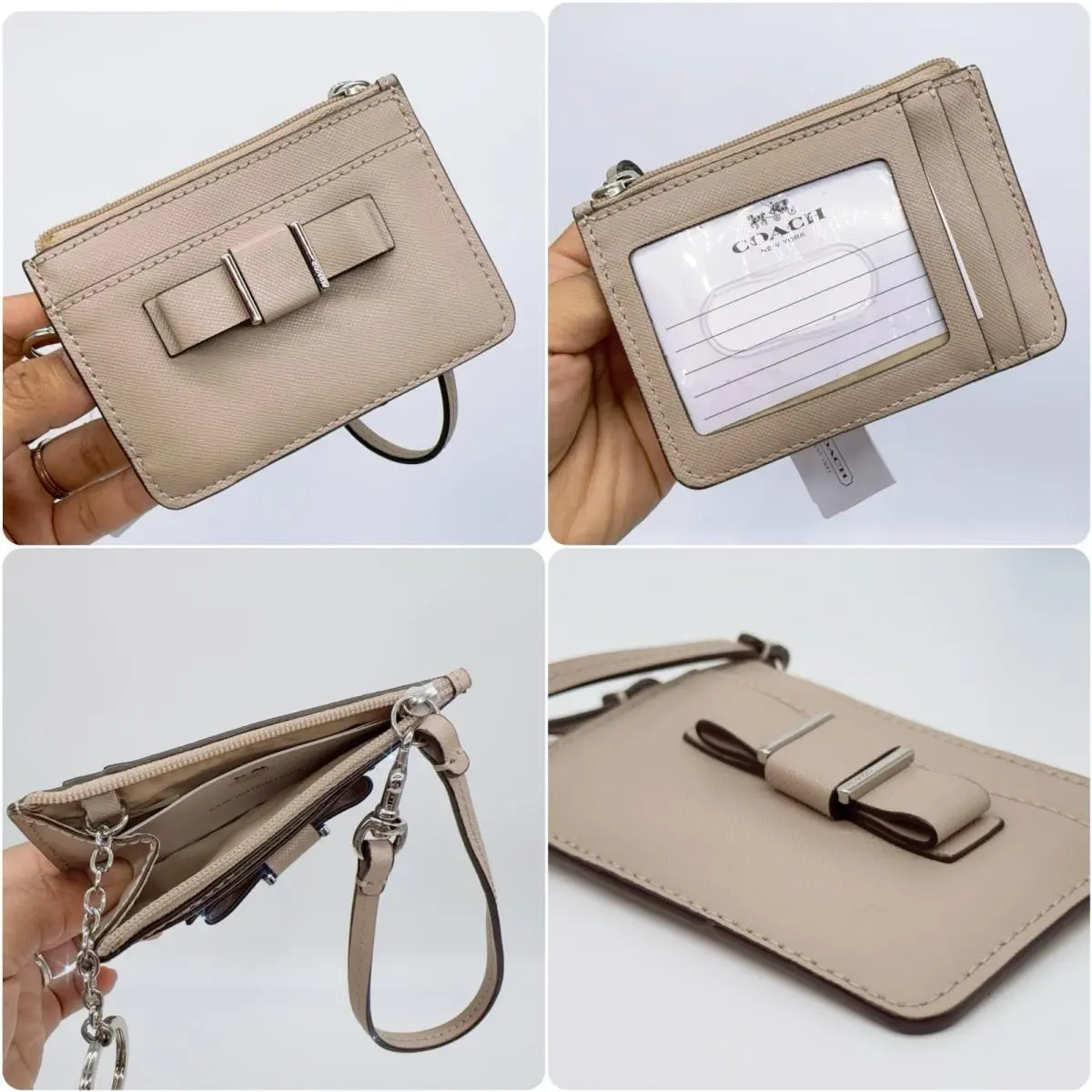 Coach F51670 Darcy Bow Leather ID Skinny Card Case Keychain Wristlet Wallet