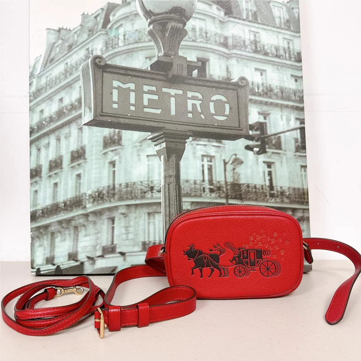 Coach C2256 Lunar Year Convertible Belt Bag with Ox Carriage 1941 Red Multi