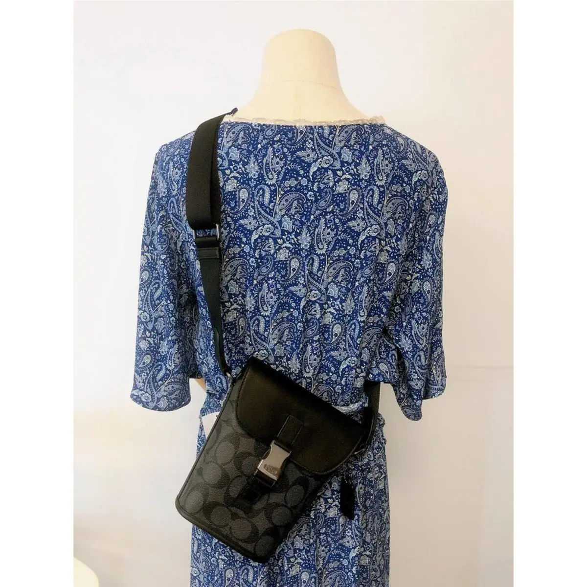 Coach C3134 Track Small Flap Crossbody In Signature Canvas In Gunmetal/charcoal