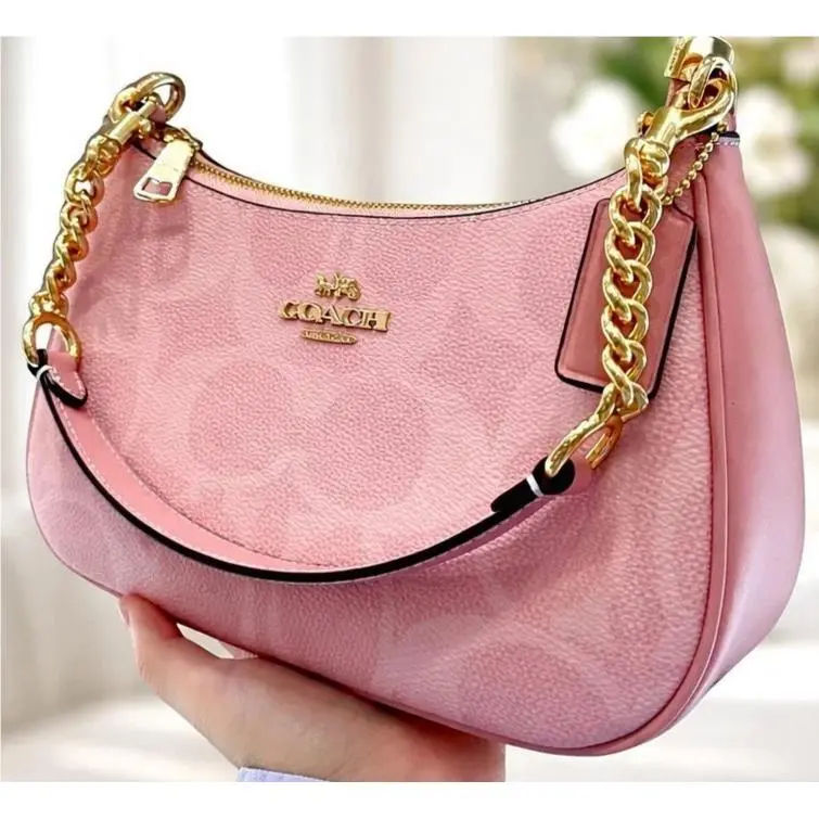 Coach Teri Shoulder Bag In Signature Canvas CAL51 Powder Pink