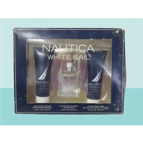 Nautica White Sail 3 Gift Set Shave Soother Edt Spray Hair and Body Wash