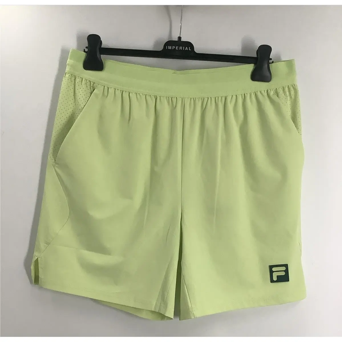 Fila Men`s Solid Lime Green Breathable Ace Swift Tennis Shorts Size Large