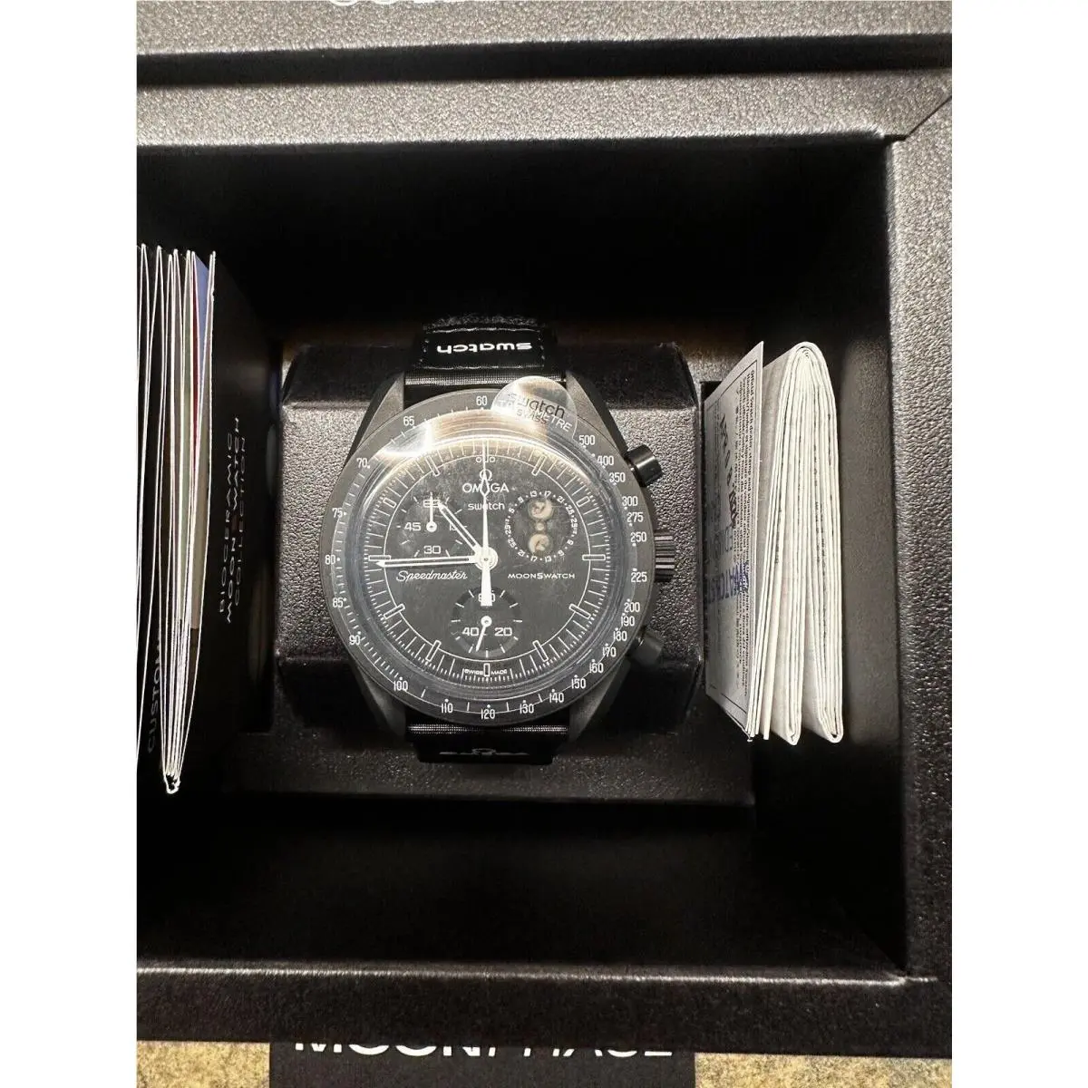 Omega x Swatch Black Snoopy Moonswatch Moon Mission to Moonphase Speedmaster
