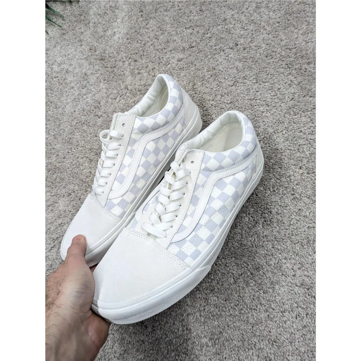 Vans shoes - Vans Old Skool Checkerboard Gray Marshmallow - White 1