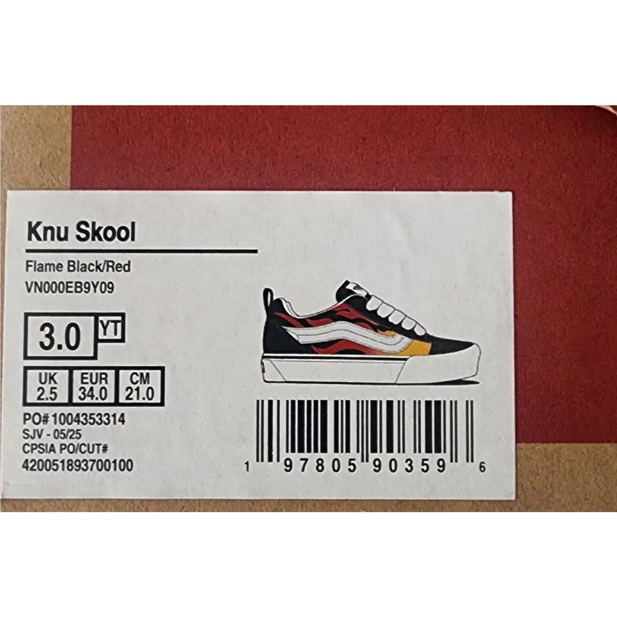 Vans shoes - VANS Knu Skool - Knu Skool - VN000EB9Y09 - Youth Vans Knu Skool Flame Black/Red VN000EB9Y09 4