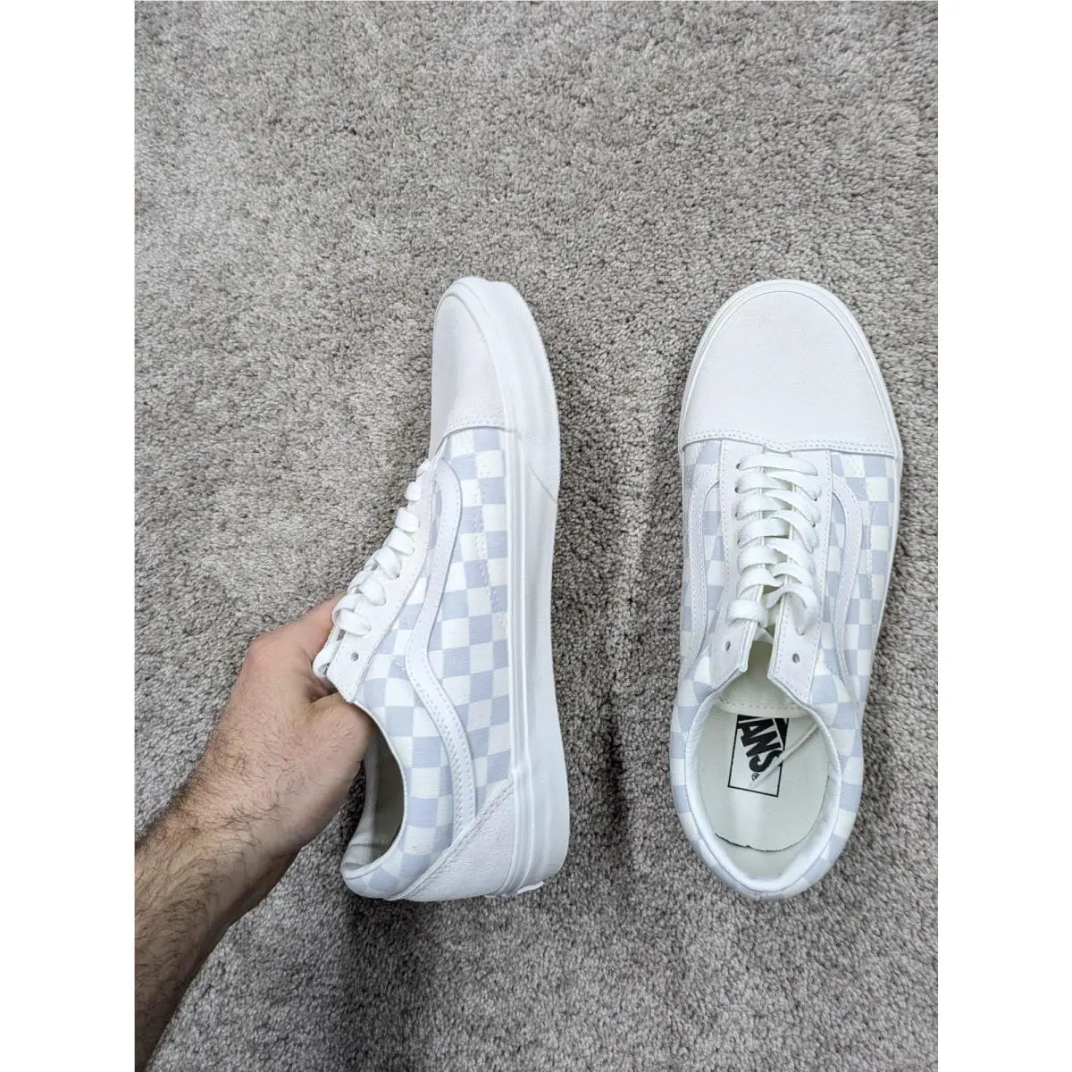 Vans shoes - Vans Old Skool Checkerboard Gray Marshmallow - White 6