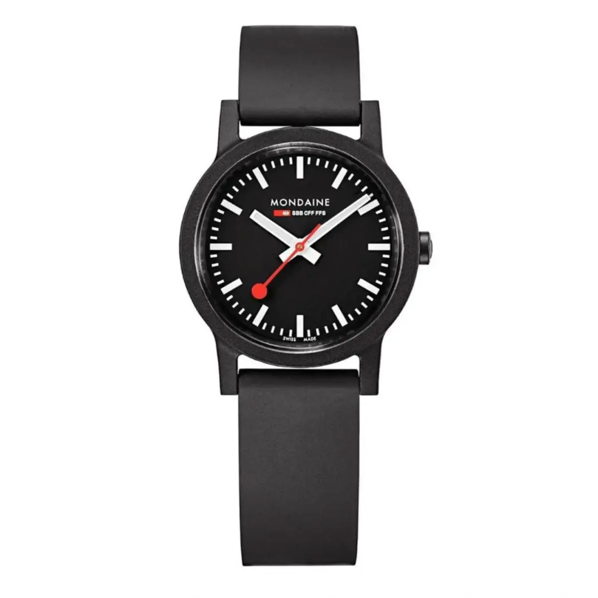 Essence MS1.32120.RB 32MM Black Dial Black Rubber Quartz Women`s Watch by Mondaine