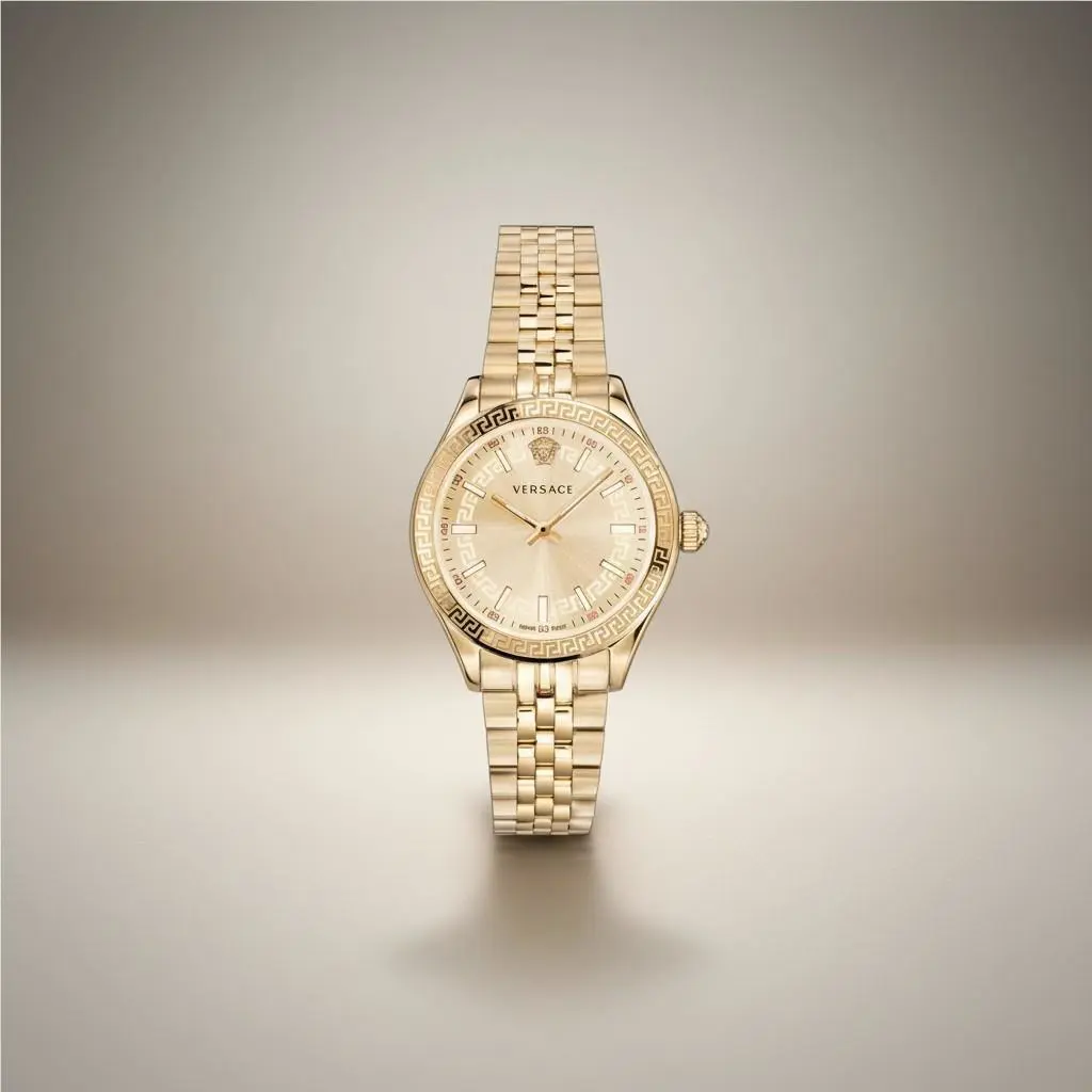 Versace Hellenyium Swiss Quartz Gold Bracelet Women`s Watch 36mm