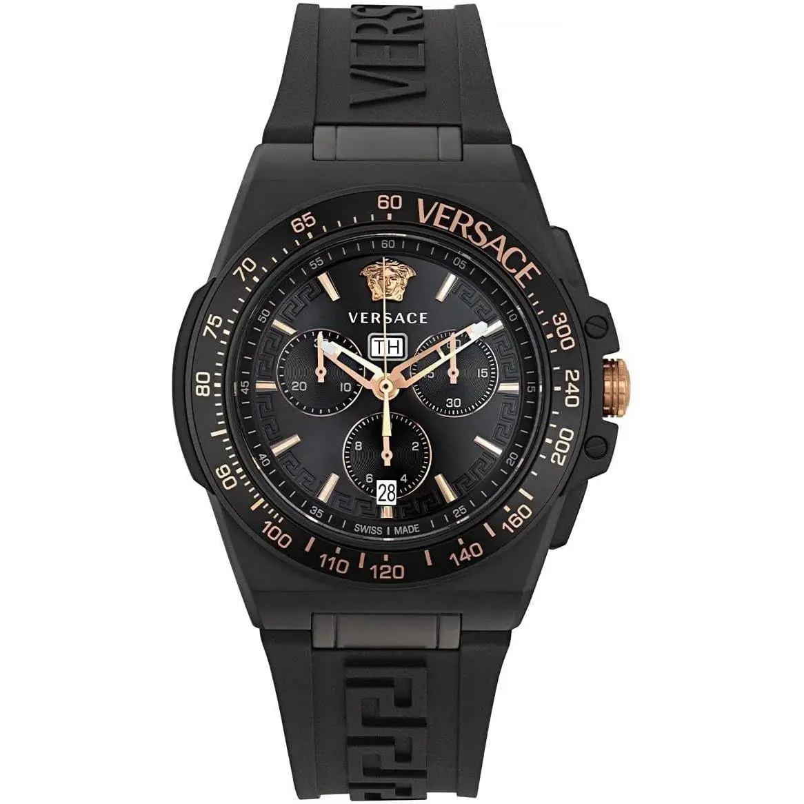 Versace Greca Extreme Men`s Chronograph Swiss Quartz Luxury Watch Black