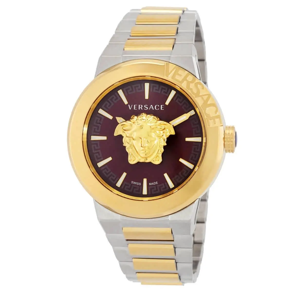 Versace VE7E00523 Medusa Infinite Red Dial 43 mm Men`s Watch - Two-tone (Silver-tone and Gold-tone), Dial: Red, Band: Two-tone (Silver-tone and Gold-tone)