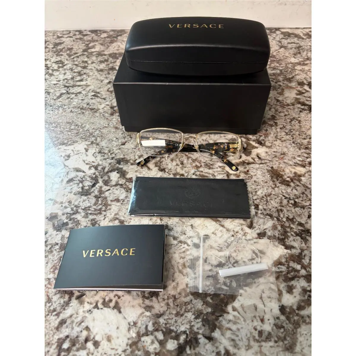 Versace Womens Rectangle Gold Glasses Mod. 1175-B 1002 53-17-135