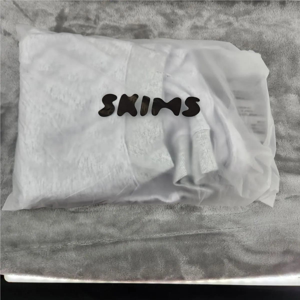 Skims Small Light Heather Grey Cotton Fleece Polo Sweatshirt