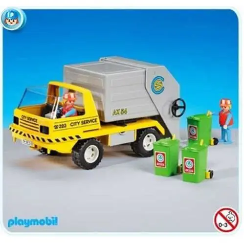 Playmobil 7516 Yellow Recycling Truck Garbage Truck W/trash Cans Men Figures