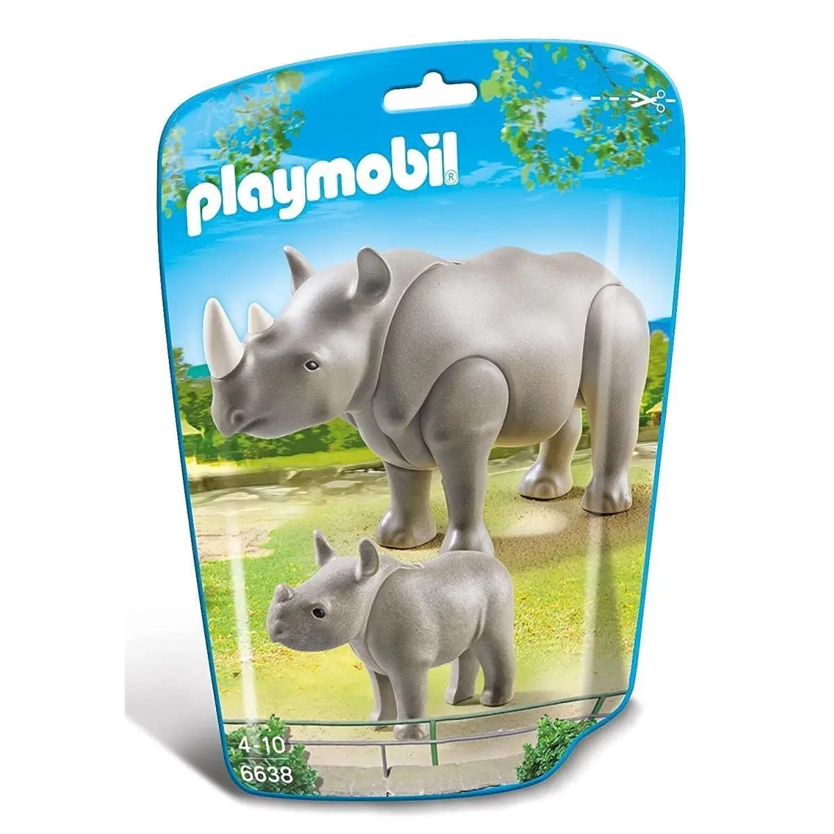 Playmobil Rhino and Baby Animal Figure Set Pink 2 Piece Toy Set For Kids