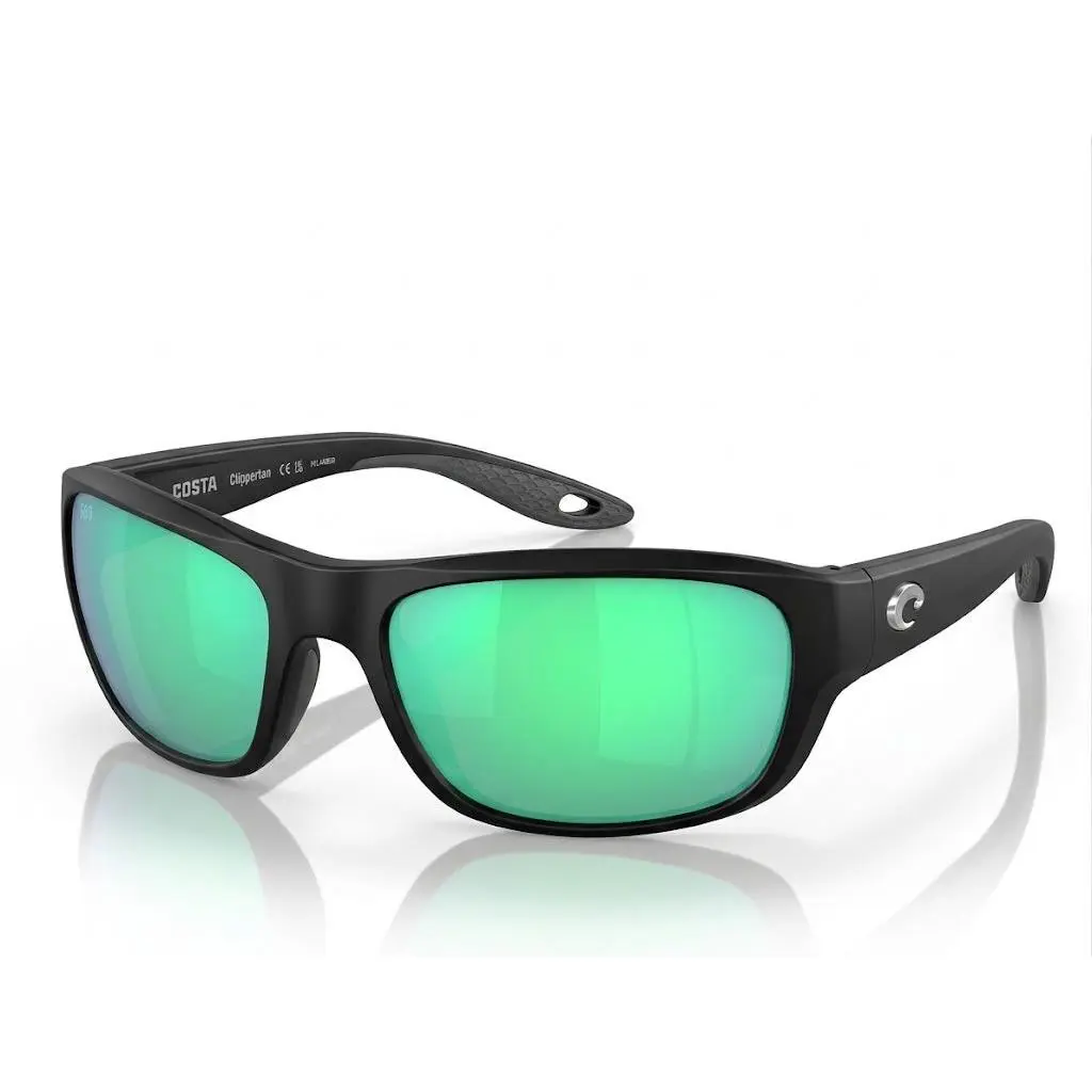 Costa Del Mar Clipperton Sunglasses Matte Black Green 580 Glass Lens