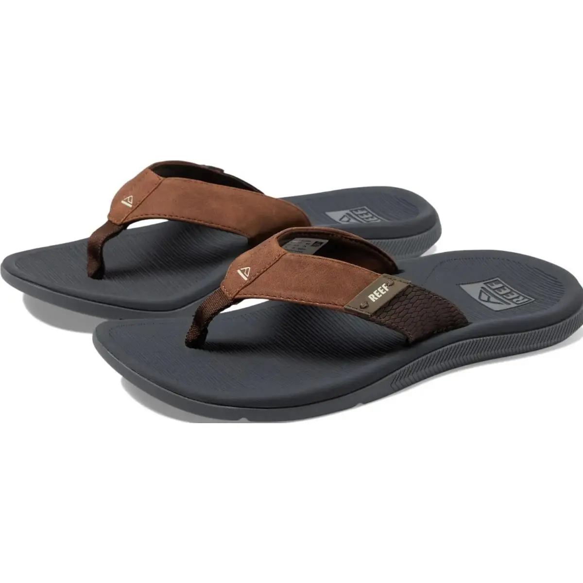 Man Reef Santa Ana High Arch Support Flip Flop Sandal CJ5835 Grey/tan