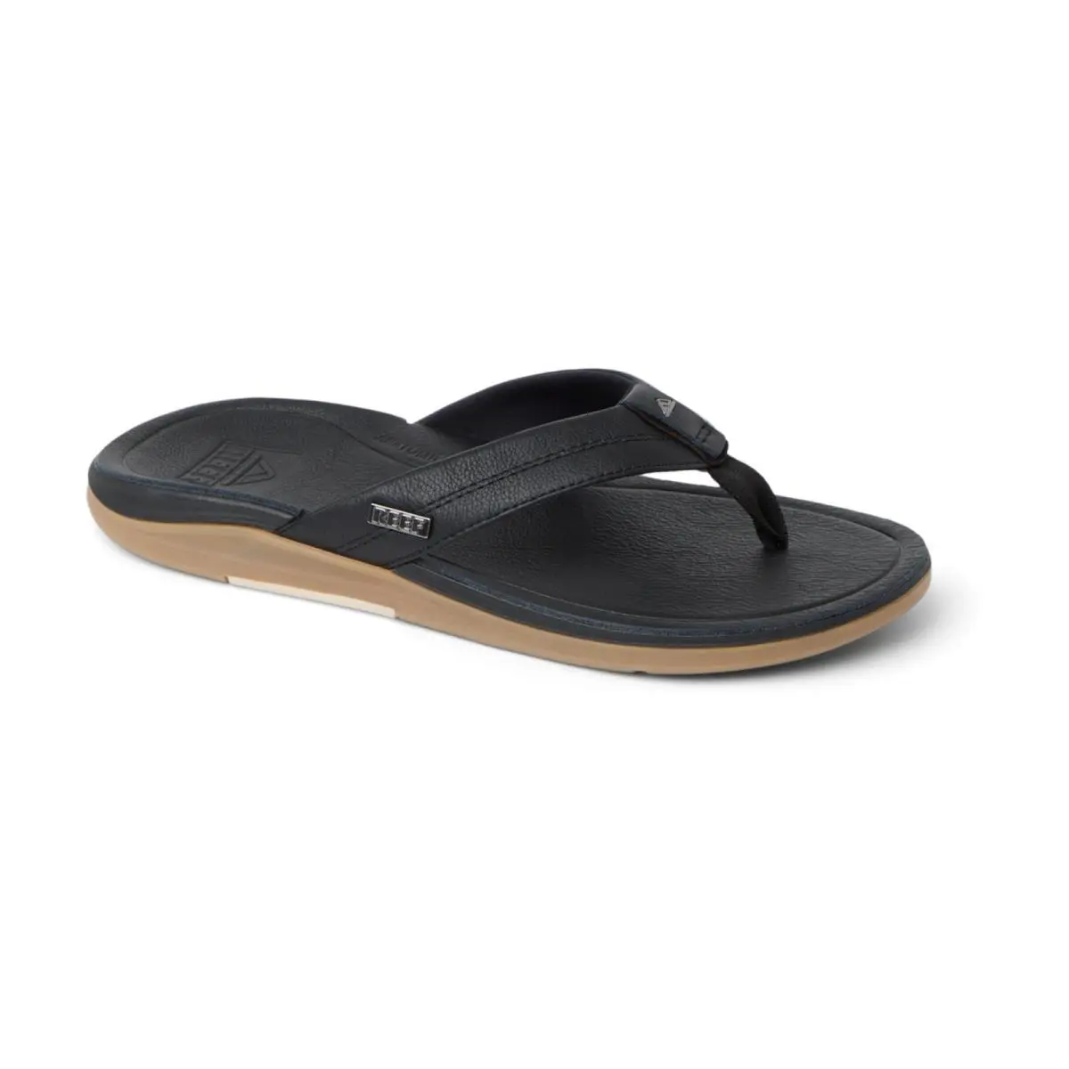 Reef Leather Offshore Mens Sandals Comfortable Flip Flops f Black - 10 Medium