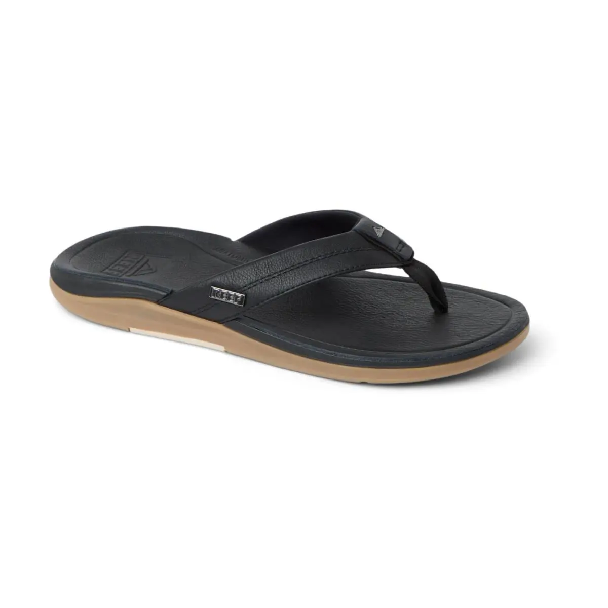 Reef Leather Offshore Men`s Sandals Comfortable Flip Flops Black - 8 Medium