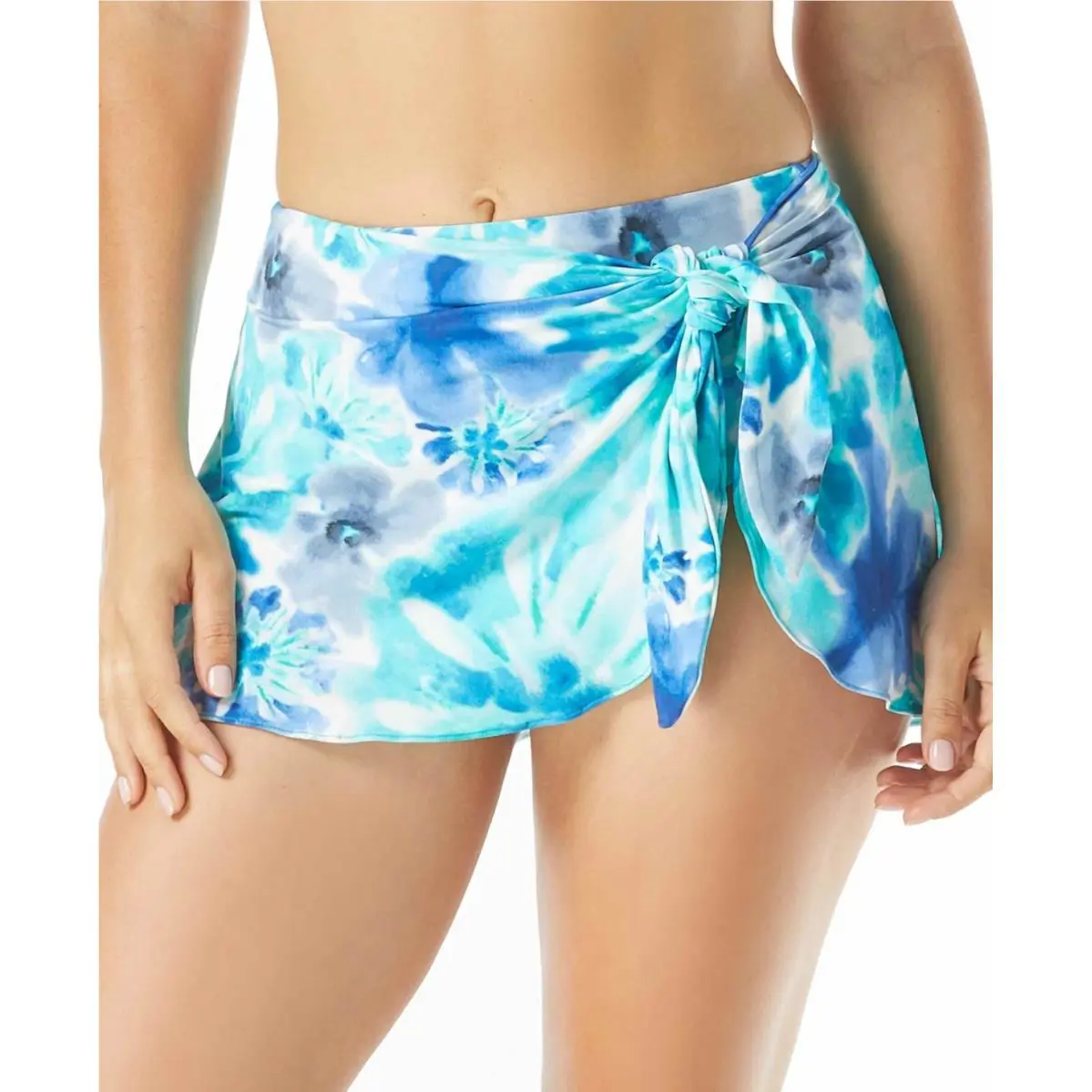 Coco Reef Sorrento Coastal Floral Halo Sarong Skirted Bottoms Blue Size M A3240