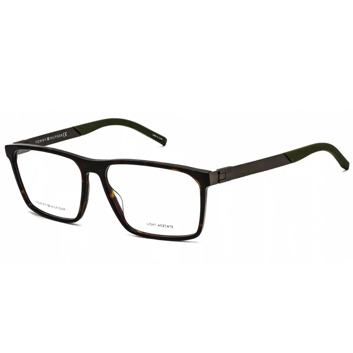 Tommy Hilfiger Men`s Rectangle Dark Havana Eyeglass Frame - TH1828-0086-00