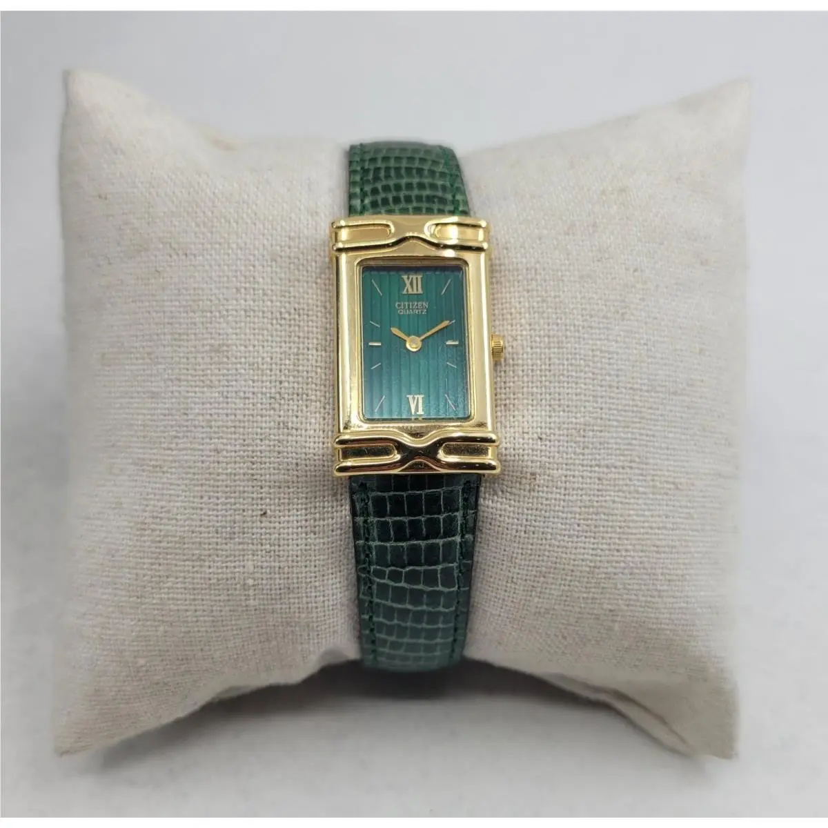 Citizen Green Dial Leather Quartz Ladies Watch EK2522-05W