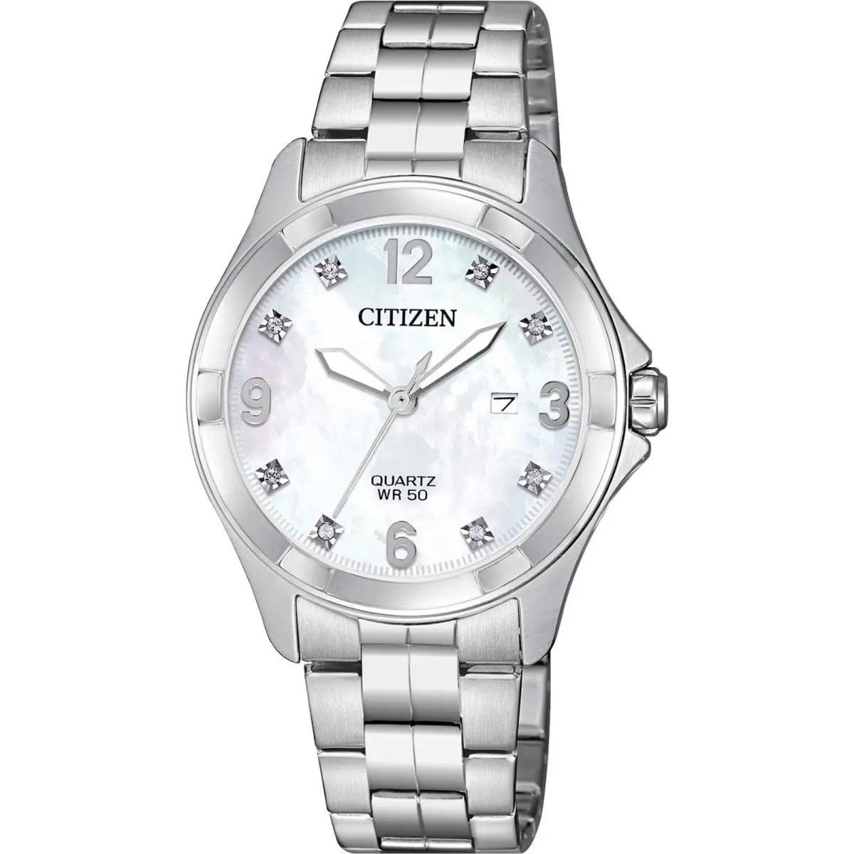 Citizen Quartz Crystal Mother of Pearl Dial Women`s Watch EU6080-58D