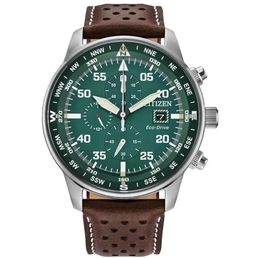 Citizen Eco-drive Sport Brycen Mens 44mm Chronograph Green Dial Watch CA0699-08x