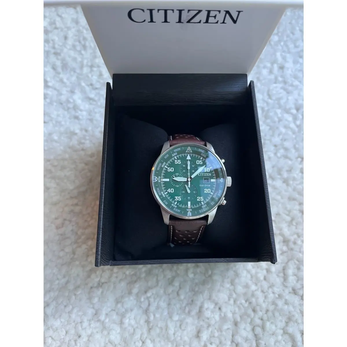 Citizen Eco-drive Sport Brycen Mens 44mm Chronograph Green Dial Watch CA0699-08X